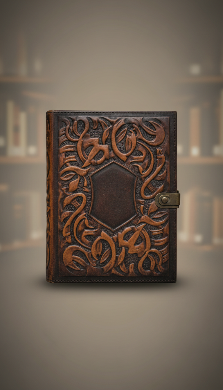 Embossed leather journal with parchment pages