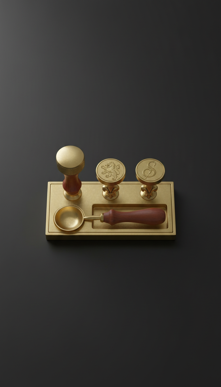 Brass wax seal kit with botanical stamp